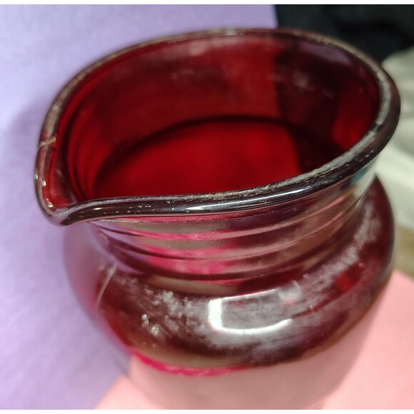 Anchor Hocking Royal Ruby Windsor MidCentury Glass Pitcher 9" Vintage Depression - Picture 10 of 16